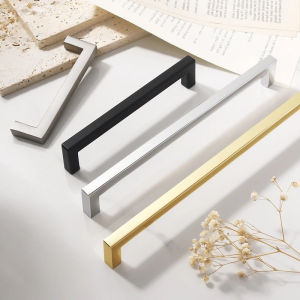Square Bright Gold Silver Elegant Black Cabinet Door Handle Light Luxury Aluminum Alloy Kitchen Cabinet Modern Minimalist Drawer Wardrobe