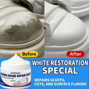 KJM White Leather Repair Cream – Quick Fix Scratches Tears on Shoes Bags Sofa Long-Lasting Color Restorer Recolor Coating