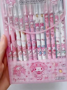 Pen Dakwat 美乐蒂中性笔1支 Melody Gel Ink Pen 1PC 0.5mm 可擦中性笔网红卡通可爱美乐蒂学生圆珠笔 Cute Cartoon Stationery Student