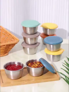 1pc Salad Dressing Container with 2.71oz/80ml Reusable Stainless Steel Cup and Leakproof Silicone Lids for Lunch Box and Picnic