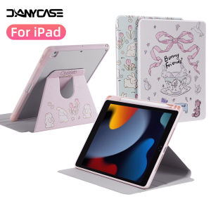 For 360° Rotation iPad Case For iPad Air 11 M2 M3 Air 13Air 4 5 10.9Pro 11 M5 M4 Pro 13Pro 12.9 4/5/6thiPad 7/8/9th 10.210th Generation 11th (A16)5/6th 9.7Mini 6 Mini 7 A17 Pro 8.3 Tablet Stand Cover with Cute Rabbit Pattern