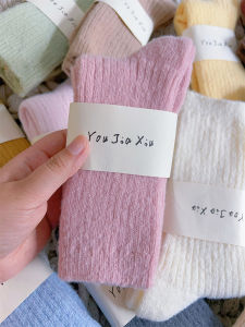 Maillard Color Series Fleece Lined Padded Warm Keeping Woolen Yarn Socks Pile Style Tube Socks Children Winter plus Size Women Fall and Winter Thick