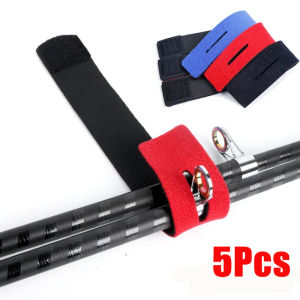 5Pcs Fishing Rod Tie Holder Strap Belt Tackle Elastic Wrap Band Pole Holder Fastener Ties Outdoor Fishing Equipment Accessories