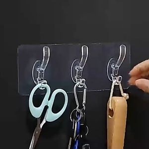 Móc Treo Đồ Dán Tường Siêu Dính Chịu Lực Đa Năng Trong Suốt Miếng Dán-Dùng treo quần áo tiện lợi Phù hợp dán trong nhà bếp phòng tắm buồng ngủ