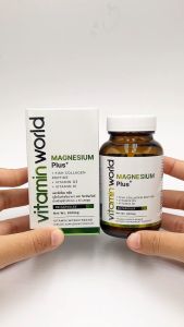 [แพ็ค 3 ขวด] แมกนีเซียม พลัส วิตามินเวิลด์ Magnesium plus Vitamin World คอลลาเจน คอลลาเจนเปปไทด์ Collagen แมกนีเซียมพลัส วิตามินดี3 Vitamin D3 วิตามินเค1 Vitamin K1
