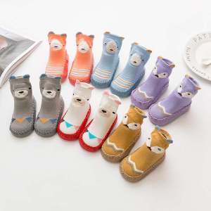 New 23 Childrens Floor Socks Mid-calf Cartoon Baby Walker Soft Bottom Anti-slip Indoor Infant Socks Cotton Drawstring Bag