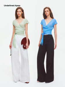 Apea | Wrap Loose V-Neck Cross Tied Waist Top