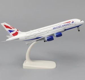 20cm Metal Aircraft Model Children Educational Toys British Airways A380 Scale 1:400 Die-Cast Airplane Passenger Model Aviation