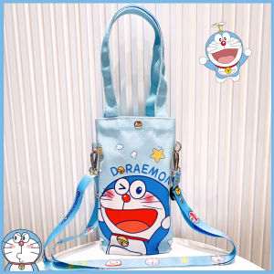 Cute Cartoon Insulated Coffee Cup Cover Canvas Crossbody Handheld Beverage Mug Sleeve for Casual Use by Everyone