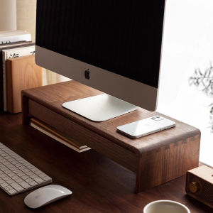 Solid Wood Monitor Stand Organizer