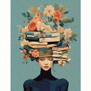 KAYOU | Abstract Literary Girl Portrait Paint By Numbers DIY Frameless HandPainted Wall Art Coloring Painting for Living Room Home Decor