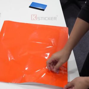Glossy Orange Car Wrapping Film PET Car Sticker Vinyl Film Auto Decal Bubble Free Car Accessories Exterior Interior Decoration