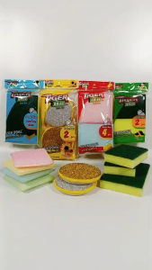 ฟองน้ำ หุ้มตาข่าย ฟองน้ำล้างจาน ใยขัดกระทะ ฝอยสแตนเลส อุปกรณ์ขัดกระทะ ฟองน้ำติดไบร์ท ใยขัดทานตะวัน