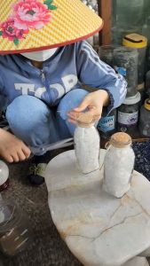 Lọ đá thạch anh vụn trắng - Lọ đá phong thủy năng lượng để bàn