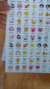 Sticker khen chữ Tiếng anh HÌNH DÂU TÂY - Combo 40k 5 tờ A4 x 129 sticker