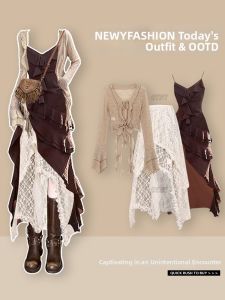 YINGKETUO | Stylish Layered Lace Womens Dress Spring