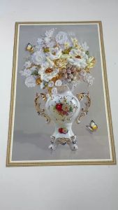 Tranh dán tường cao cấp Bình Hoa Đẹp trang trí Tết nhiều mẫu và kích thước chất liệu pp Kim sa JM-1271K