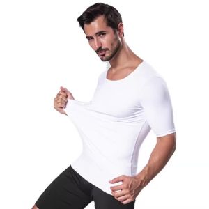 Tummy Control Undershirts For Mens Slimming Body Shaper Gynecomastia White Compression Tanks Tops