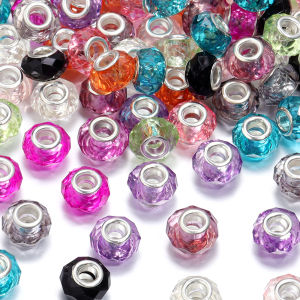 20pcs/Lot Transparent Color Faceted Resin Beads Big Hole Spacer Loose Beads for Jewelry Making DIY Bracelet Necklace Wholesale