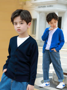 เสื้อผ้าถักเด็กผู้ชายเสื้อคาร์ดิแกนแบบบางสำหรับฤดูใบไม้ผลิและฤดูใบไม้ร่วงเสื้อไหมพรมผ้าฝ้ายแท้สำหรับเด็กเสื้อโค้ทชุดเด็กเด็กผู้ชายลำลองแนวเกาหลีอินเทรนด์