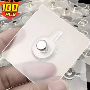 Anglebabylife 10/100 chiếc móc treo trong suốt tự dính móc treo tường khung ảnh móc vít đồng hồ treo không cần đinh không khoan giá treo