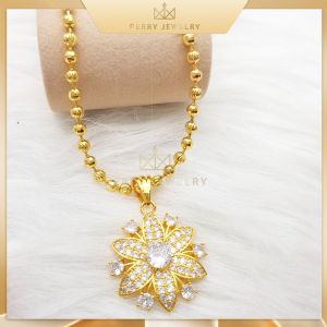 Dây Chuyền Nữ Titan Vòng Cổ Nữ Dây Bi Kèm Mặt Hoa Đính Đá Sang Trọng Bền Màu D43M38H | Berry Jewelry