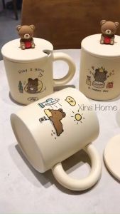 Cốc LY sứ màu kem nhạt / Cốc thẳng Cốc cà phê /cốc ly Gấu 400ml