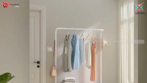 Oxihom Lemari Pakaian Gantungan Baju Full Drawer Pakaian Lemari Baju Gantung 3 Laci Susun