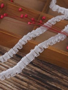 Wide 1.2cm Pleated Lace Ribbon Organza Skirt Decoration Blouse Trim Frill Edge Doll Clothes Decorations Chinese Style DIY Sewing