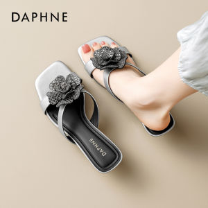 Daphne | Silver Peep Toe High Heel Sandals with Rhinestone Decorations for Skirts