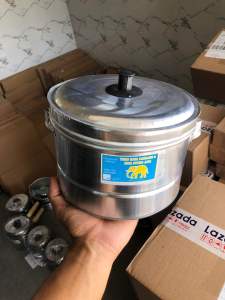 PANCI DANDANG KUKUS NASI ALUMINIUM TIPIS 22cm TUTUP KACA MURAH BISA COD