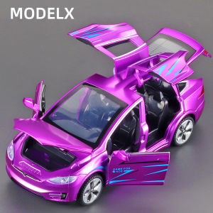【WJ】1:32 Simulation Tesla modelX alloy car model door opening acousto-optic childrens toys