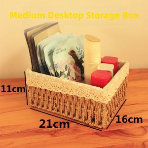Large Size Wicker Weaving Storage Basket Organizer Box Household Grass Weaving Miscellaneous Grid Clothes Wardrobe Storage Box Basket