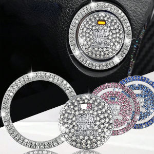 1 Piece Shiny Car Start Button Cover Shiny Rhinestone Loop Easy Installation Universal Vehicle Start Button Protective Cover