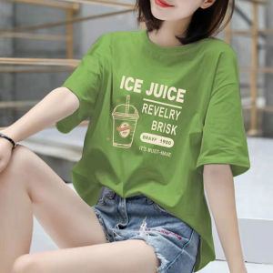 Pure Cotton Short Sleeve T-Shirt Women Loose plus Size Spring Summer New Style Korean Version round Neck Casual Comfortable Top