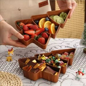 Christmas Tree Candy Snack Storage Tray Creative Fruit Plate Xmas Party Decor for Home Navidad Noel Gift Tray for New Year