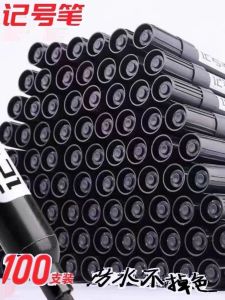Waterproof Oil-Based Markers 100 Pieces Large Head Non-Erasable Black Ink Extended Length Highlighters for Business And Office Use