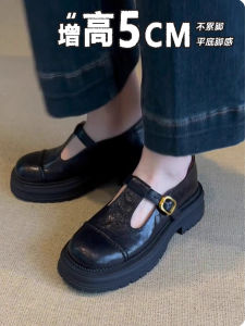 Thick Heel Mary Janes Womens Shoes 2025 Spring New Style Genuine Black Leather Commute Single Shoes Retro Small Leather Shoes