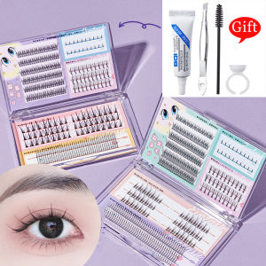 (Free 4-piece tool set) BIQ New 3D False Eyelash Single Cluster Segmented Natural Simulation Self-Adhesive Eye Lashes DIY Play Fun Tray False Eyelashes Mixed Set Fairy Lower Eyelashes
