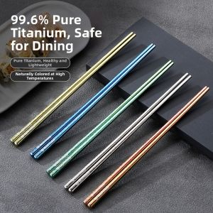 Elegant Simple Anti-slip Titanium Round Chopsticks Set of 2
