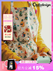 Optodesign Moomin Kitchen Apron Canvas Bag Waterproof Oil Resistant Sleeveless Pure Cotton Home Cleaning Tool Anti-soiling