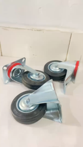 Roda Karet 3 & 4 Inch Hidup Rem / Roda Etalase Troli Gerobak Caster Trolley 3" 4" + Rem Karet Hitam