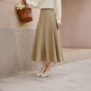 XIANGYING | Elegant Workwear Beige A-Line Skirt
