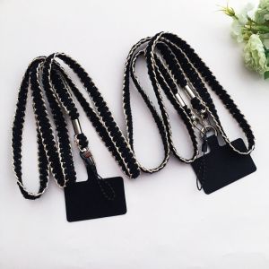 Black Retro Style Durable Detachable Mobile Phone Lanyard Premium Woven Rope High Quality Alloy Digital Accessories