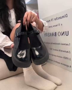 Mary Jane shoes women 2024 new Japanese jk small leather shoes thick soles black chunky heels shoes for school girl