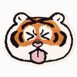 VIKAMA Cartoon Tiger Wool-like Cashmere Carpet Anti-slip Water-absorbing Bathroom Floor Mat Bedroom Side Rug Home Decoration