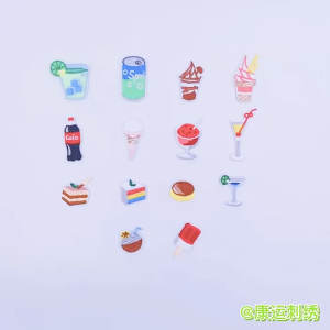 004 Mini Sweet Dessert Fruit Juice Rainbow Cake Ice Cream DIY Embroidery Patches Sticker/ Ironing Cute Letters Cartoon fabric Self-adhesive fabric Haberdashery