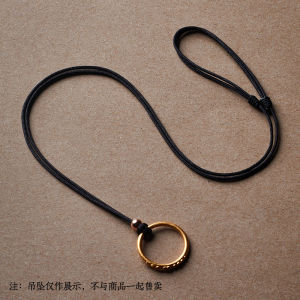 Black Rope Gold Ring Necklace Pendant Womens Style Hanging Pendant Necklet Fresh out New Fashion Jewelry Accessory