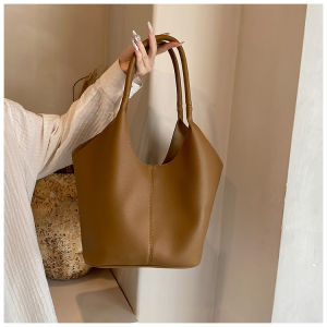 Large Capacity Womens Shoulder Bag Fashionable Korean Style Commuter Bucket Bag Casual Soft Surface Handbag Tote Bag
