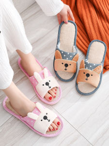Dép Vải Lanh Cotton Mùa Hè Cho Nữ Dép Vải Lanh Cotton Hoạt Hình Dùng Trong Văn Phòng Dép Lót Sàn Gỗ Cho Khách Tại Nhà Mùa Xuân Thu